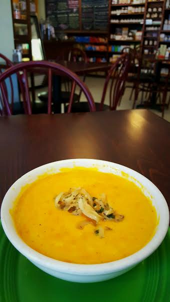 Cream of Carrot soup distance shot