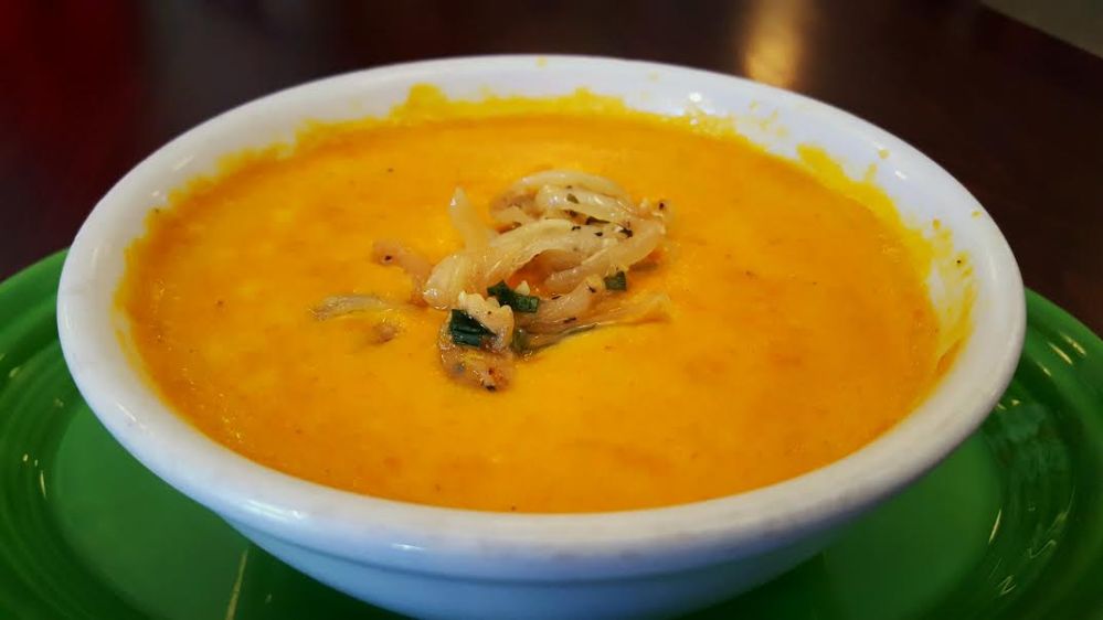 Cream of Carrot Soup with elegant onions